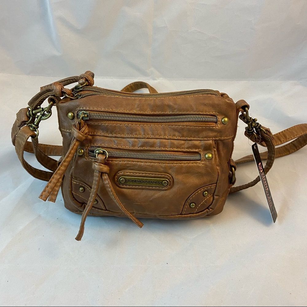 Stone Mountain Crossbody Purse Smokey Mini Toni Hobo Cognac Brown Casual Neutral